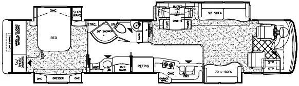 45' 2004 Newmar Essex SOMERSET 4502 500hp Cummins w/4 Slides Floorplan