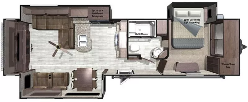 37' 2017 Highland RV Mesa Ridge 324RES w/3 Slides Floorplan