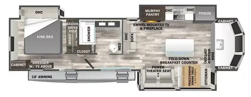 40' 2024 Forest River Cottage 40CFK2 w/3 Slides Floorplan