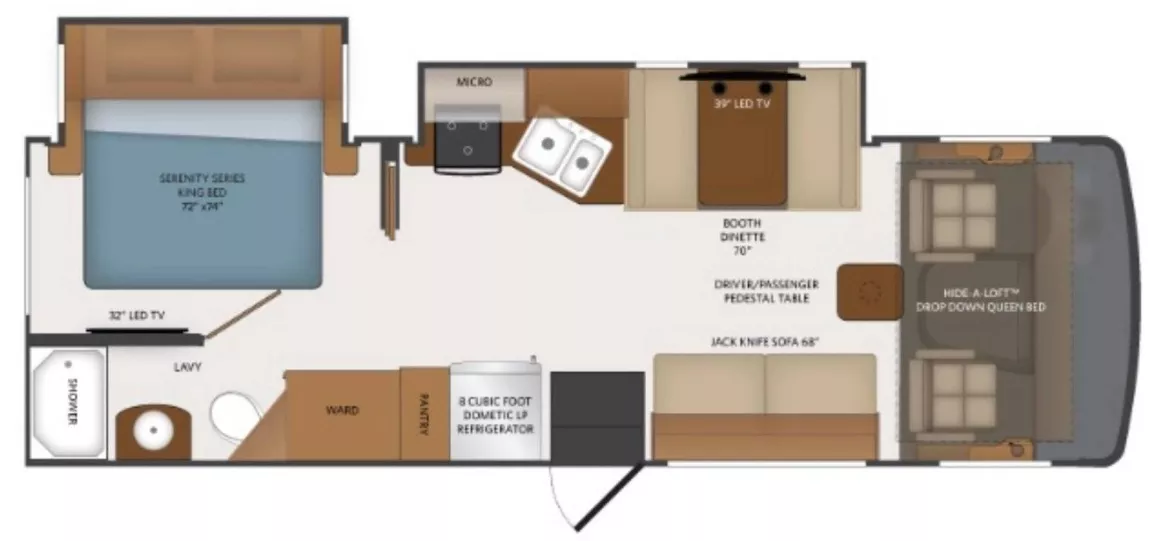29' 2020 Fleetwood Flair 28A w/2 Slides Floorplan