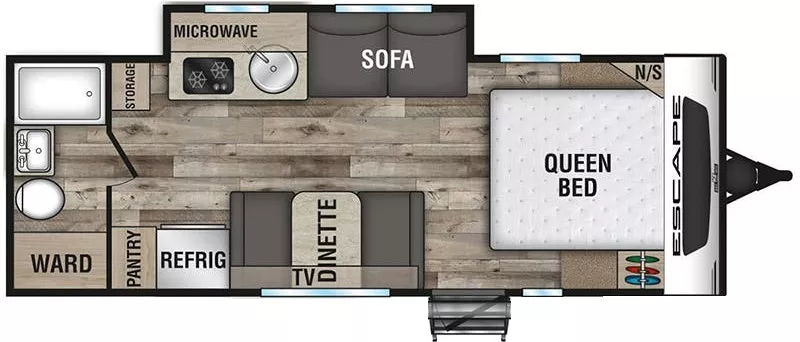 25' 2022 K-Z Escape E211RB w/Slide Floorplan