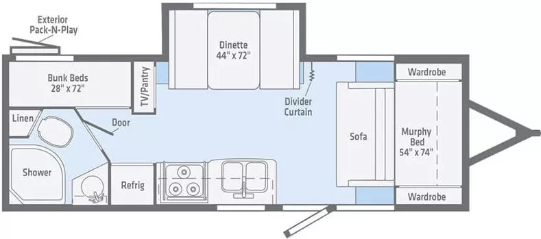 27' 2021 Winnebago Micro Minnie 2306BHS w/Slide - Bunk House Floorplan