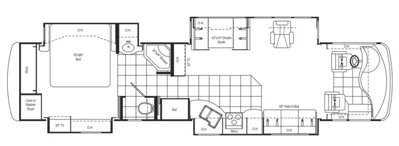 40' 2008 Damon Tuscany 4072 360hp Cummins w/4 Slides Floorplan