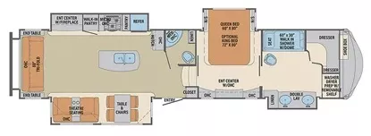 42' 2018 Forest River Palomino Columbus 1492 383FB w/4 Slides Floorplan