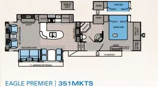 39' 2015 Jayco Eagle Premier 351MKTS w/3 Slides Floorplan