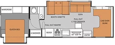 32' 2014 Thor Freedom Elite 31L w/2 Slides Floorplan
