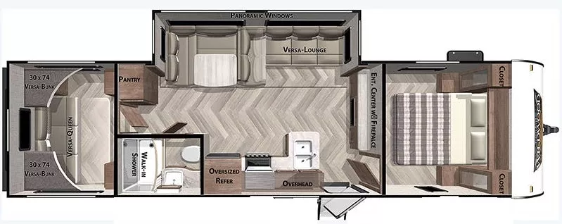 34' 2021 Forest River Wildwood 28VBXL w/Slide - Bunk House Floorplan