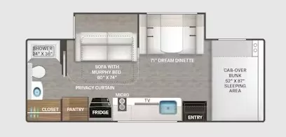 25' 2025 Thor Chateau 24LT w/Slide Floorplan