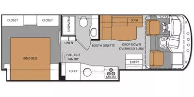 28' 2014 Thor Ace 27.1 w/Slide Floorplan