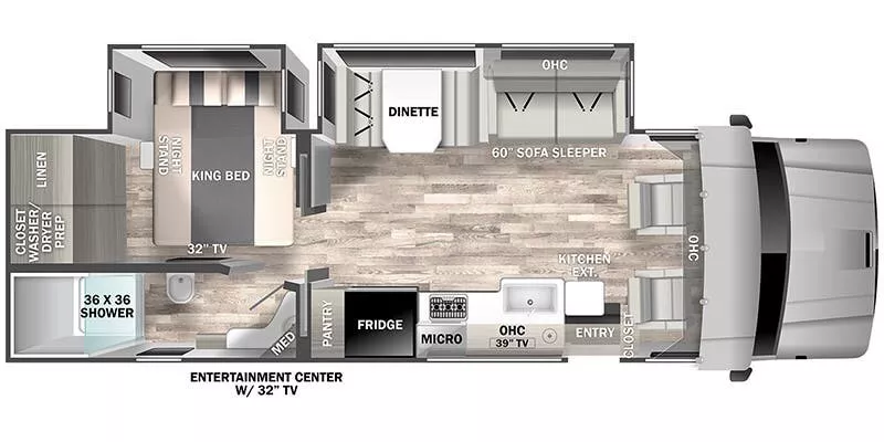 33' 2023 Dynamax Europa 31SS w/Slide Floorplan