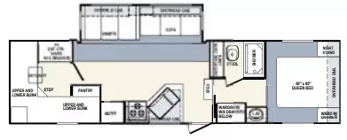 32' 2004 Forest River Wildcat 31QBH w/Slide - Bunk House Floorplan