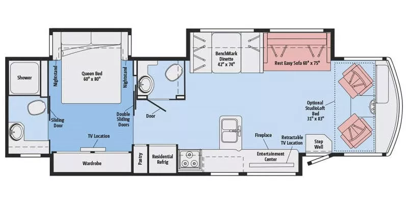 38' 2016 Winnebago Sightseer 36Z w/3 Slides Floorplan