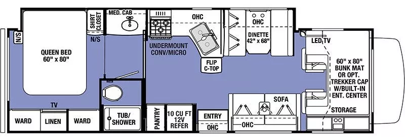 32' 2020 Forest River Sunseeker 3050S w/Slide Floorplan