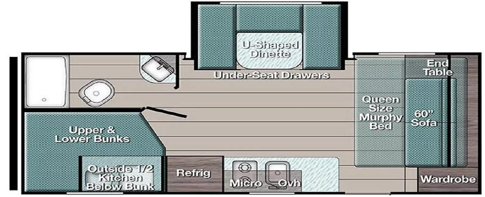 23' 2023 Gulf Stream Kingsport 192DS w/Slide Floorplan