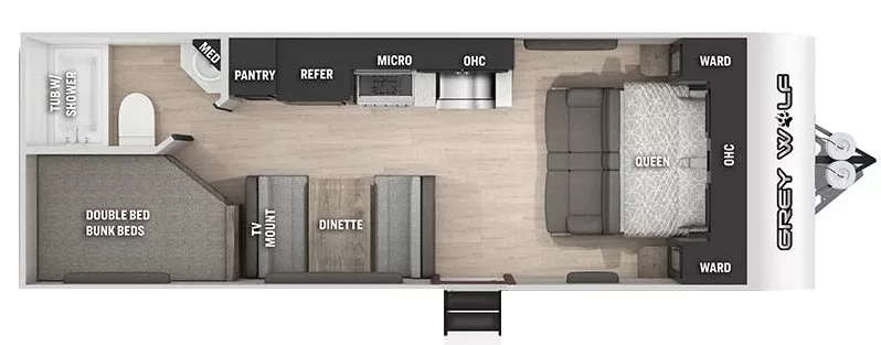 26' 2021 Forest River Cherokee Grey Wolf SE 22MKSE Floorplan