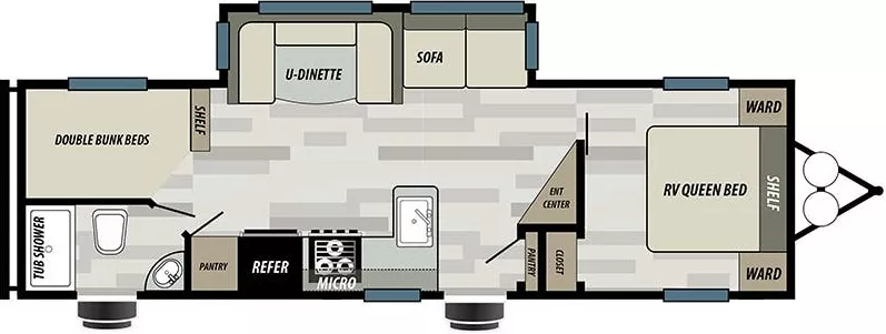 33' 2020 Forest River Wildwood 26DBUD w/Slide - Bunk House Floorplan