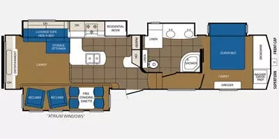 40' 2014 Forest River Crusader 351REQ w/4 Slides Floorplan
