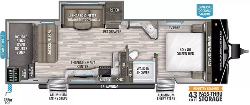 35' 2022 Grand Design Transcend Xplor 265BH w/Slide - Bunk House Floorplan