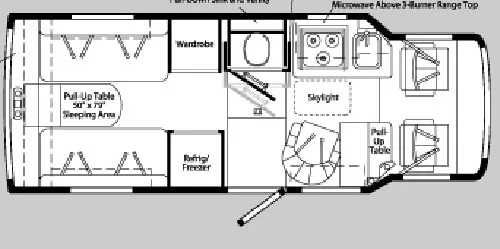 22' 2002 Winnebago Rialta 22FD Floorplan