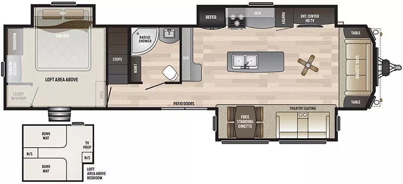 40' 2023 Keystone Retreat 39 LOFT w/3 Slides Floorplan