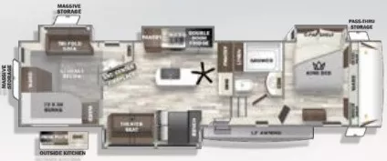 41' 2023 Forest River Sabre 350BH w/4 Slides - Bunk House Floorplan