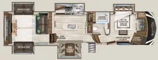41' 2020 Grand Design Solitude 375RES w/5 Slides Floorplan