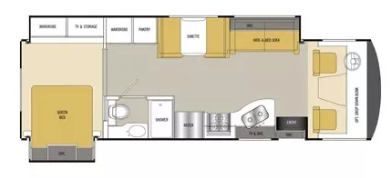 30' 2016 Forest River Coachmen Mirada 31FW w/2 Slides Floorplan