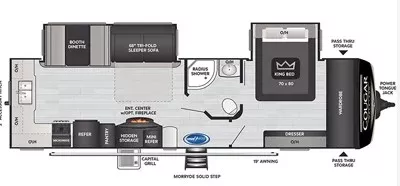 35' 2022 Keystone Cougar 30RKD w/2 Slides Floorplan