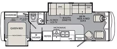 33' 2014 Monaco Monarch SE 32WBD w/2 Slides Floorplan