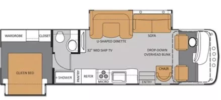 33' 2014 Thor Hurricane 32A w/2 Slides Floorplan