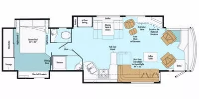 40' 2011 Itasca Meridian 40U 380hp Cummins w/4 Slides Floorplan