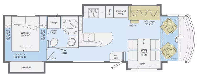 37' 2015 Winnebago Vista 36Y w/3 Slides Floorplan