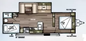29' 2018 Forest River Wildwood 28DBUD w/Slide - Bunk House Floorplan