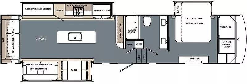 40' 2019 Forest River Cardinal Limited 3600DVLE w/3 Slides Floorplan