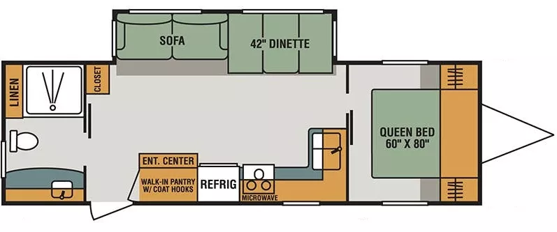27' 2018 Kz Connect 261RB w/Slide Floorplan