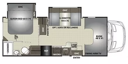 25' 2019 Coachmen Prism 2300DS w/2 Slides Floorplan