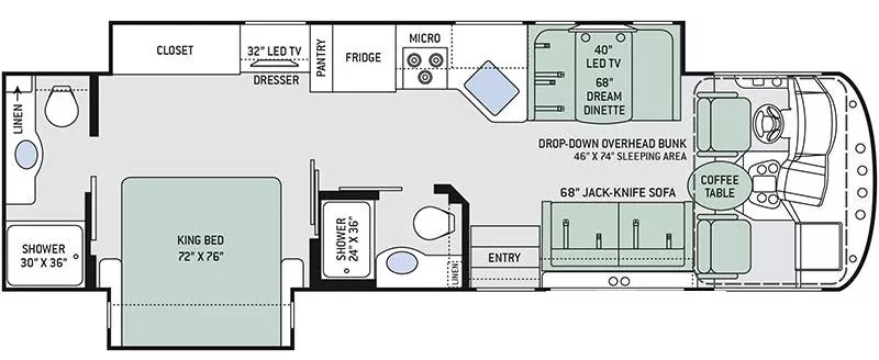 33' 2018 Thor Ace EVO 32.1 w/2 Slides Floorplan