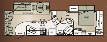 33' 2008 Carriage Cameo 32SB2 w/2 Slides & Generator Floorplan