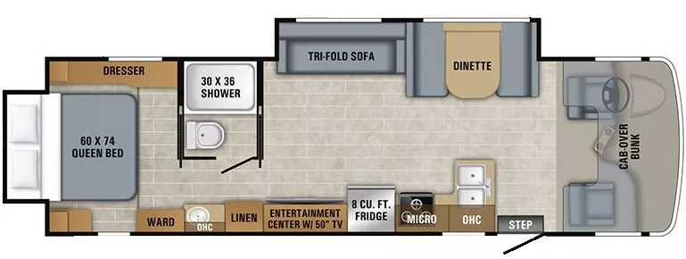 32' 2019 Jayco Greyhawk 30Z w/2 Slides Floorplan
