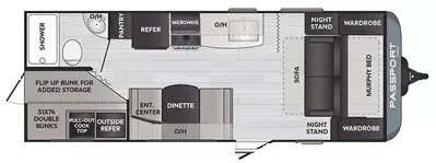 25' 2023 Keystone Passport Sl Ultra Lite 219BH - Bunk House Floorplan