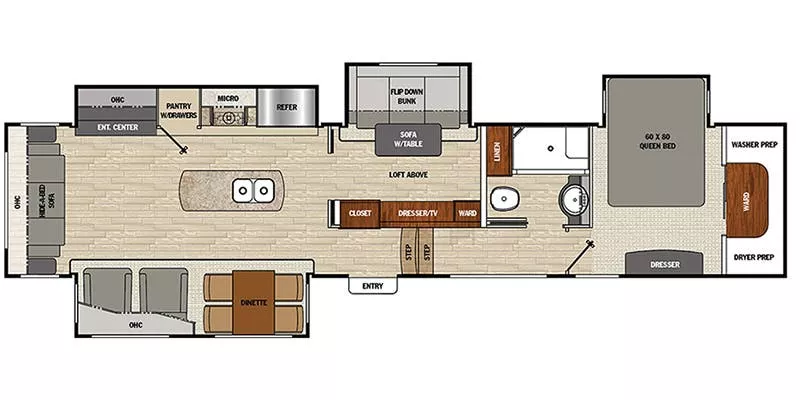 42' 2017 Coachmen Brookstone 395RL w/4 Slides - Bunk House Floorplan