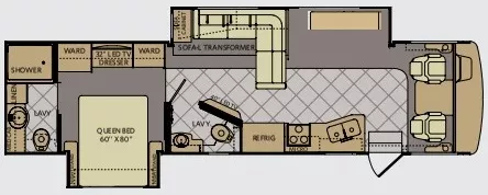 36' 2016 Fleetwood Bounder 35K w/2 Slides Floorplan