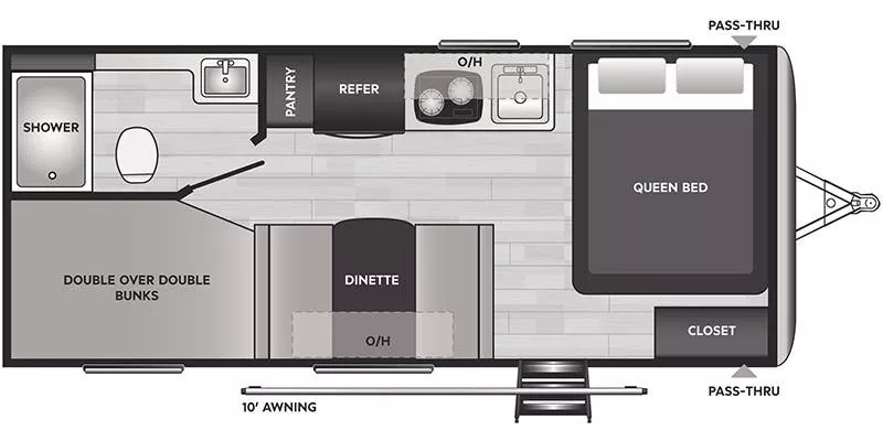 22' 2021 Keystone Springdale Mini 2010BH - Bunk House Floorplan