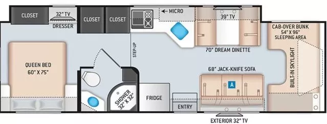 32' 2023 Thor Quantum WS31 w/Slide Floorplan
