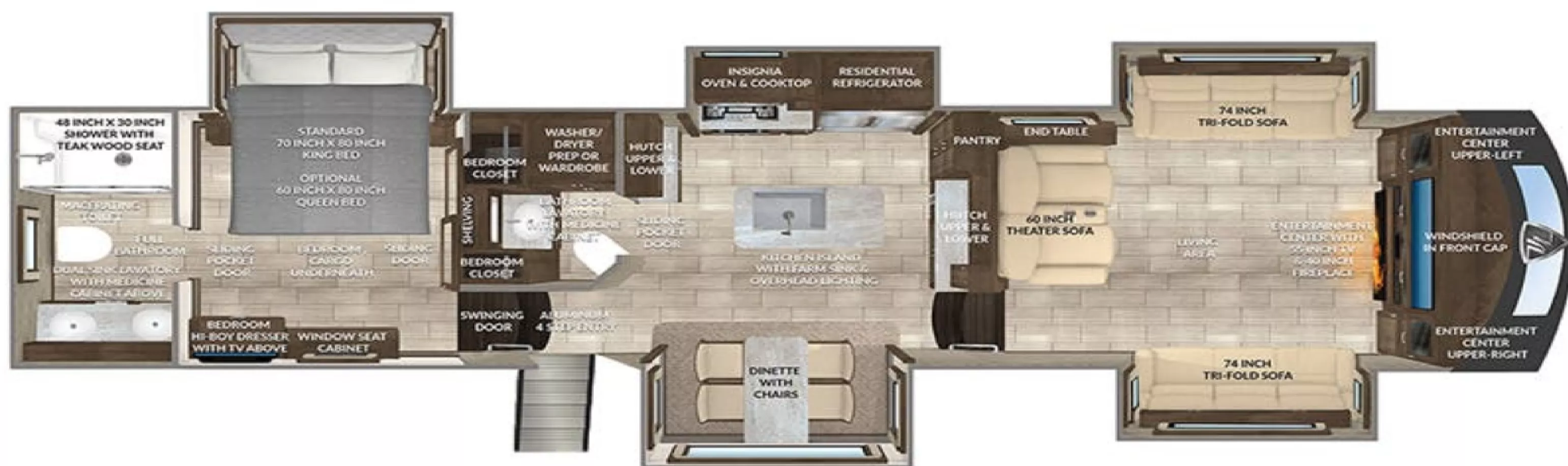 41' 2022 Vanleigh RV Beacon 41FLB w/5 Slides & Generator Floorplan