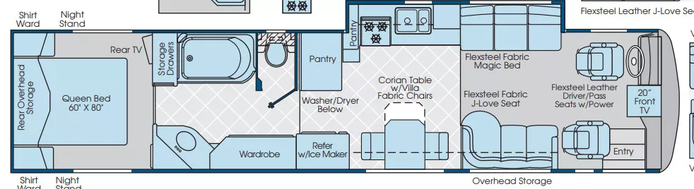 40' 1999 Fleetwood American Dream 40DVS 330hp Cummins w/2 Slides Floorplan