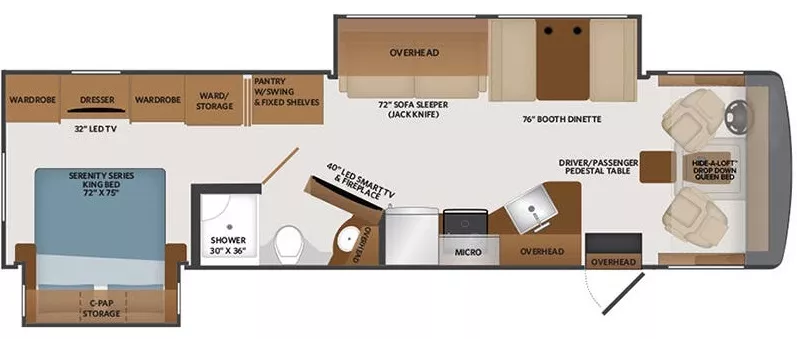 35' 2023 Fleetwood Fortis 34M w/2 Slides Floorplan