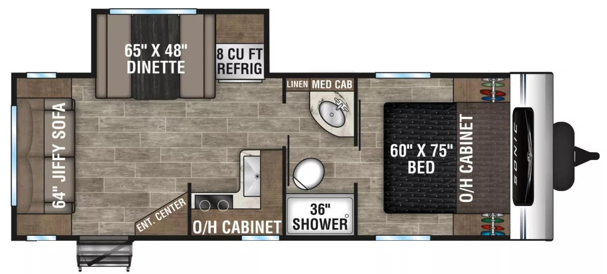 26' 2021 Venture RV Sonic 231VRL w/Slide Floorplan