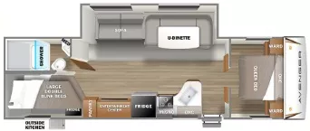 34' 2022 Forest River Prime Time Avenger 27DBS w/Slide - Bunk House Floorplan