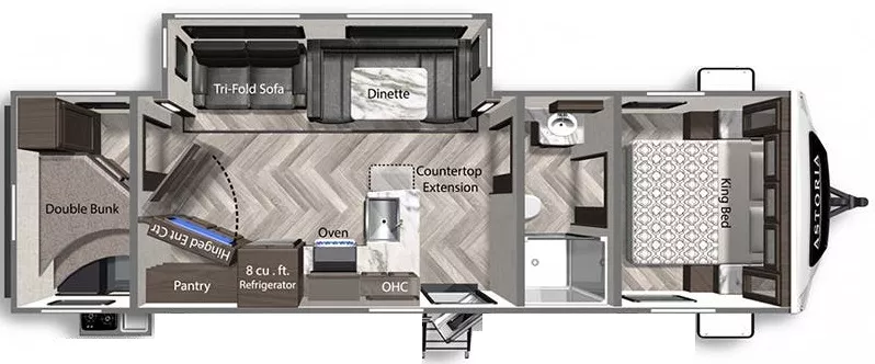33' 2021 Dutchmen Astoria 2903BH w/Slide - Bunk House Floorplan
